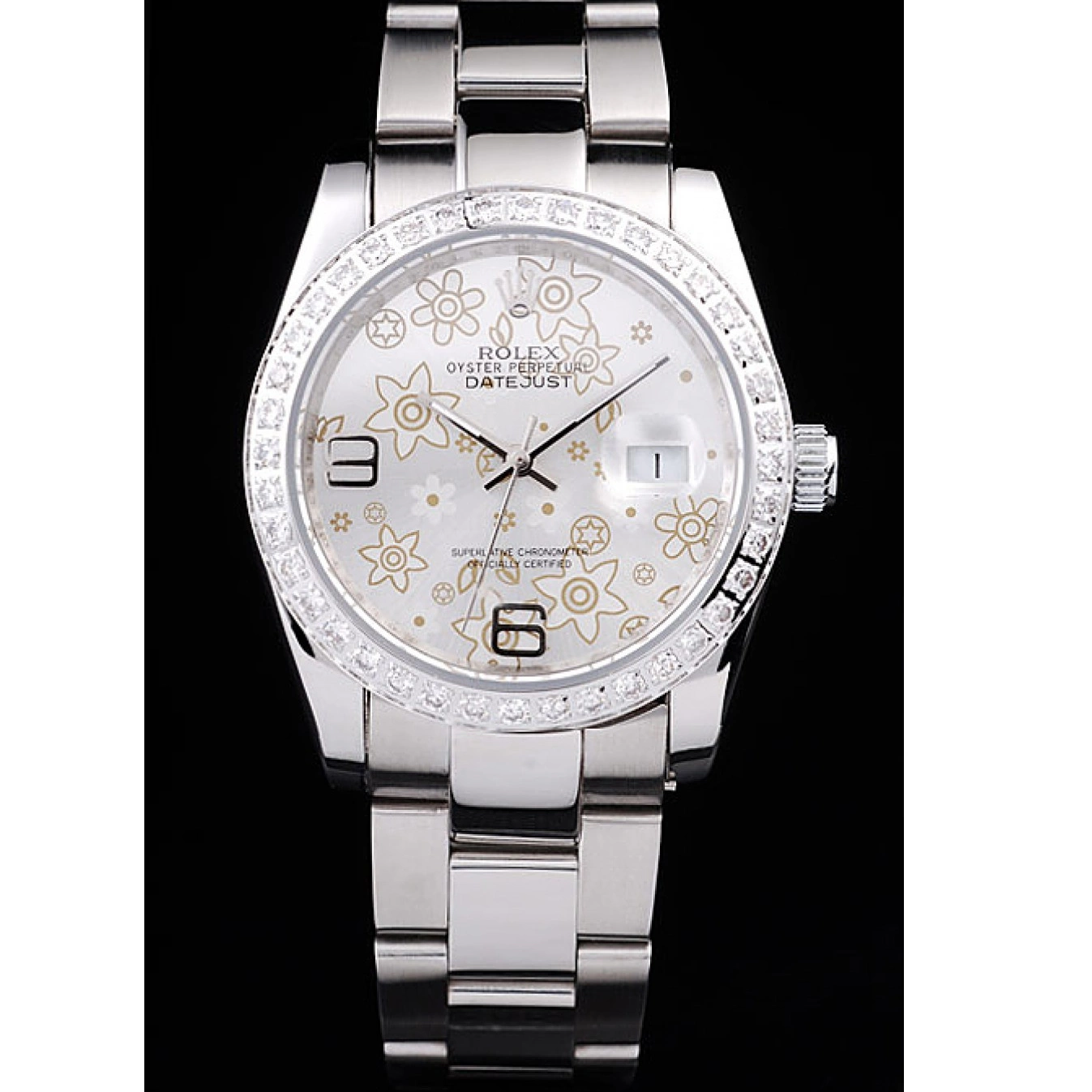 Aaa replica watch Dial Silver 98081 Diamond Flowers Plated Polished Datejust Rolex Steel Stainless 0724